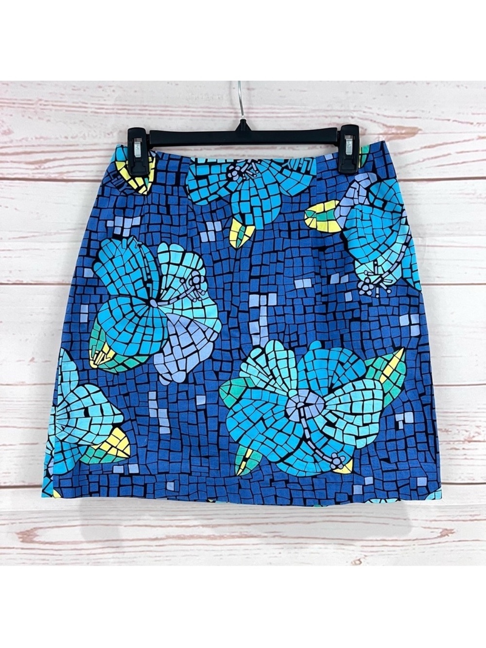 Vintage White Label Lilly Pulitzer Molokini Mosaic Hibiscus Lilly Floral Skirt